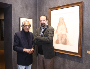 Eminent artists Gopi Gajwani (left) and Rameshwar Broota (right) at the preview